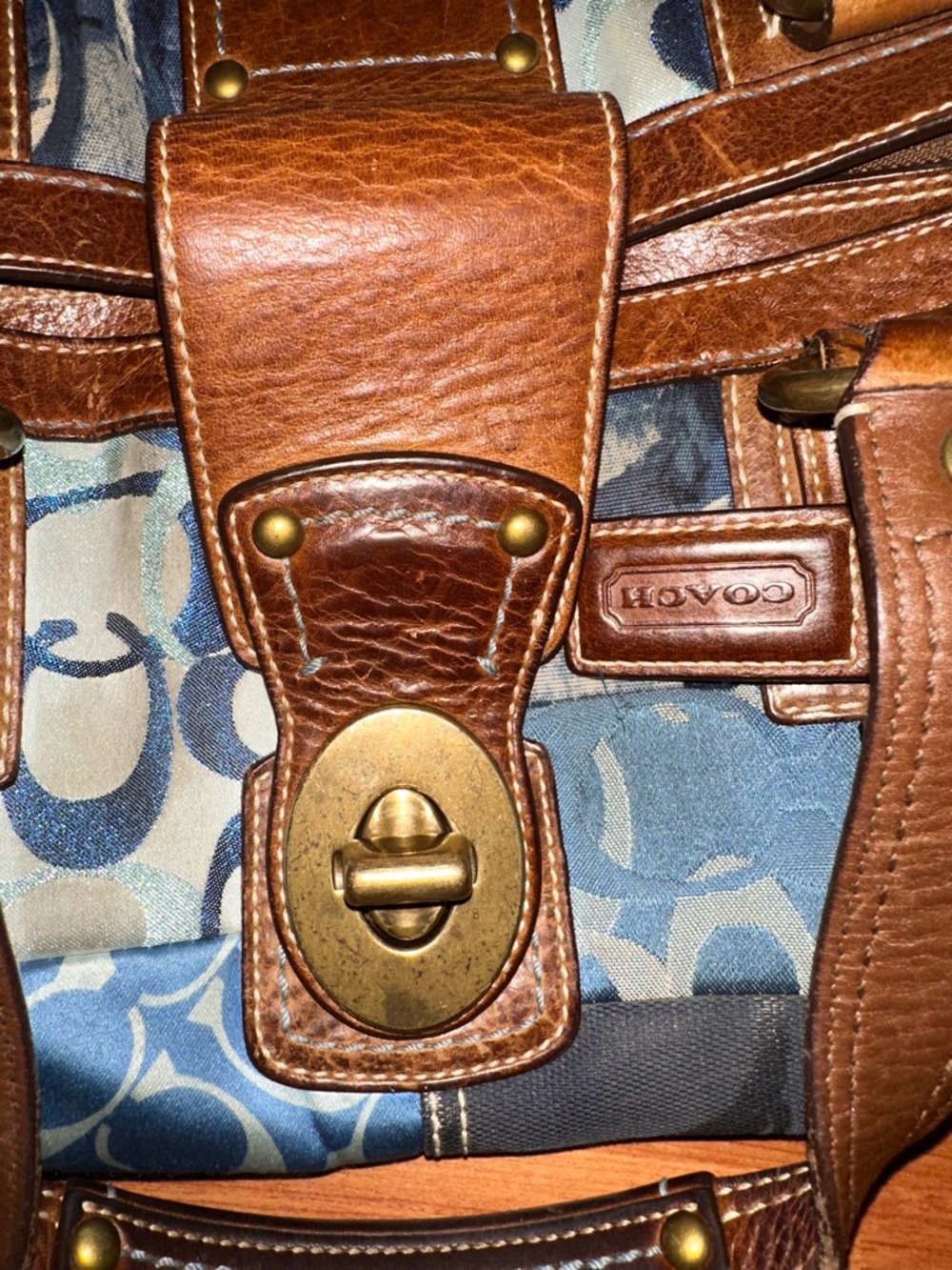 Vintage Coach Blue Denim Patchwork Purse - Picture 3 of 8
